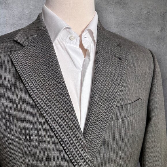 Ralph Lauren Men’s 42R Tan Wool Blazer Sport Coat 2 Button Jacket Herringbone - Picture 2 of 10